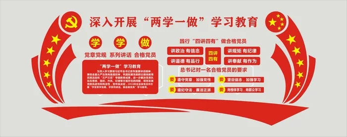 两学一做学习教育文化墙cdr矢量模版下载