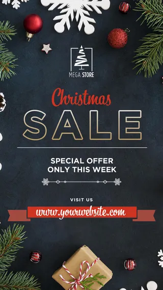 圣诞节销售深蓝色海报