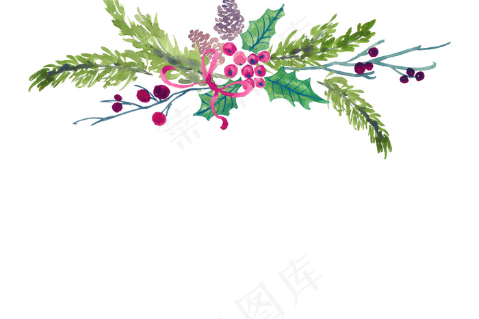 冬季圣诞节花卉果花圈植物免抠海报PNG素材