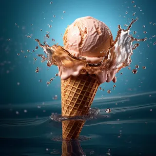 冰淇淋夏日消暑甜品室内纯色背景虚化背景创意融合