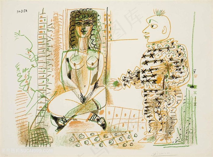 毕加索时尚水彩人物艺术挂画