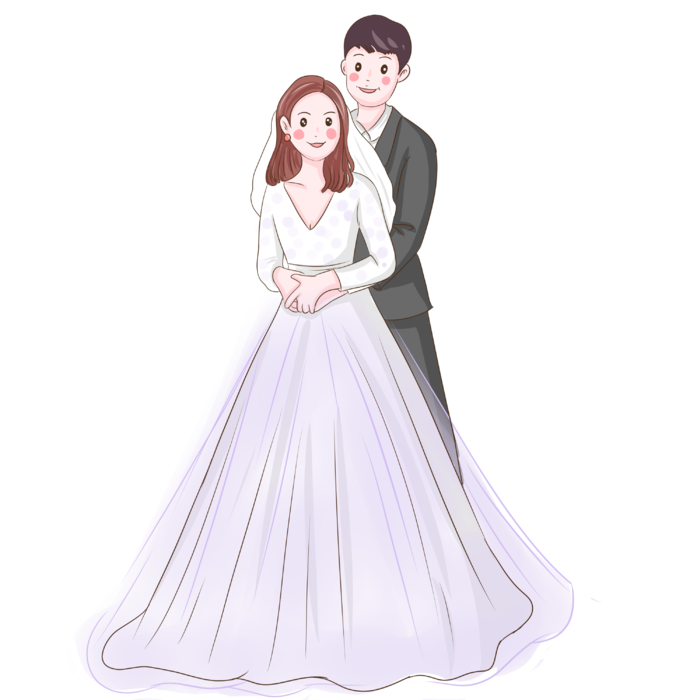 婚纱卡通人物婚礼白纱结婚婚纱摄影手绘
