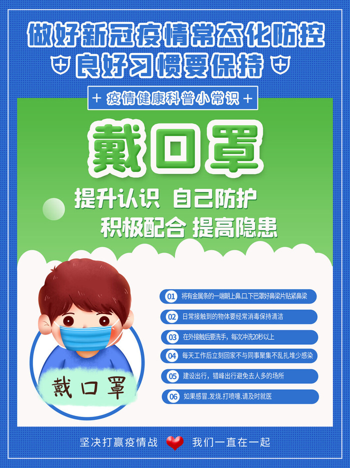 疫情常态化新冠防控系列套图社区宣传公益海报PSD设计素材模板