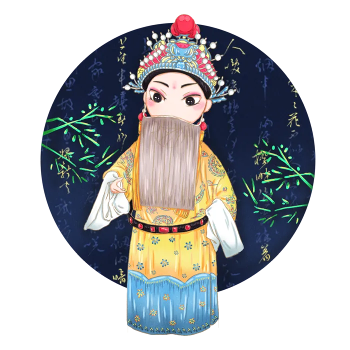 卡通京剧戏剧人物脸谱插画PNG图片 国潮中国风Q版戏剧人物PS素材