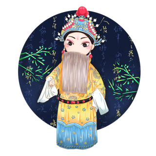 卡通京剧戏剧人物脸谱插画PNG图片 国潮中国风Q版戏剧人物PS素材