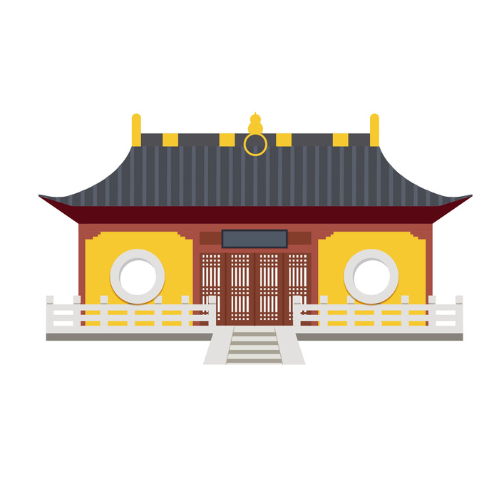 复古中国风国潮古建筑插画手绘高楼古塔AI素材亭子png免抠图ai矢量模版下载
