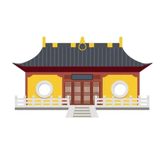 复古中国风国潮古建筑插画手绘高楼古塔AI素材亭子png免抠图