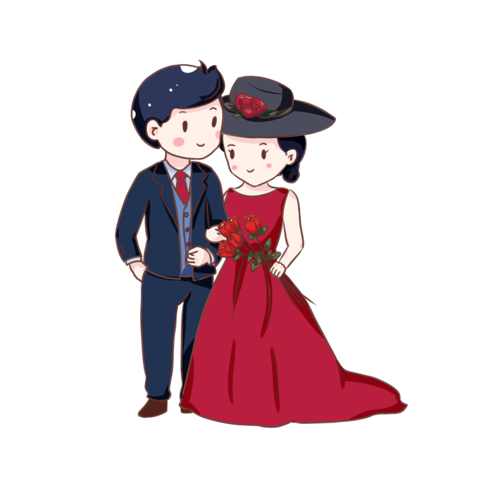 婚纱卡通人物婚礼白纱结婚婚纱摄影手绘