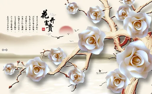 雕塑钻石花卉背景墙