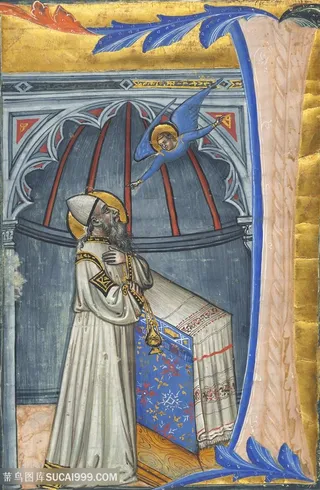 天使教父唯美艺术装饰画手绘插画