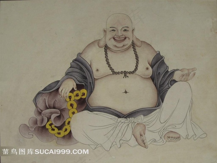 国画大肚弥勒佛画像图片