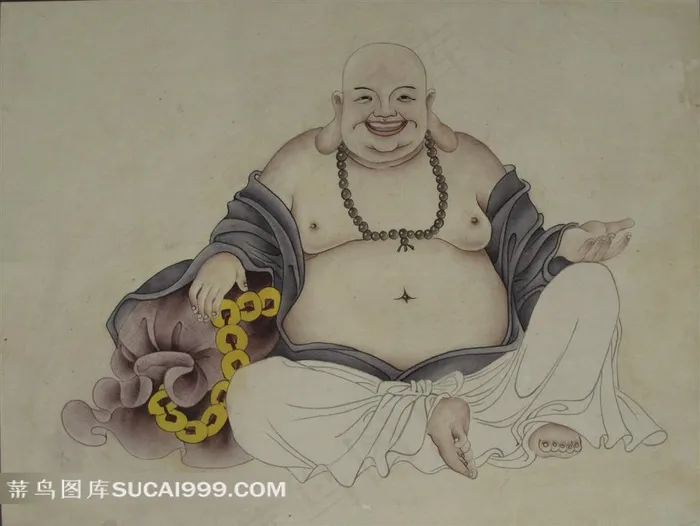 国画大肚弥勒佛画像图片