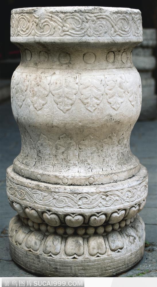 中华石雕柱纹-树叶花纹