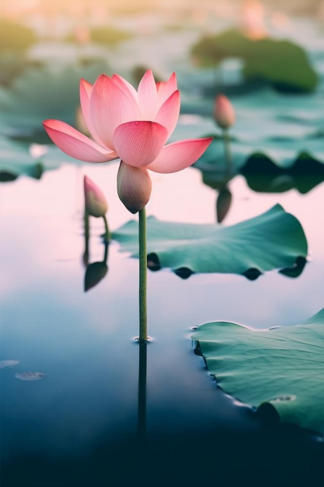 荷花粉色清新阳光节气海报背景