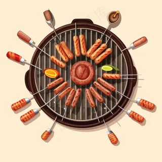 烧烤烤肉美食食物插画素材背景