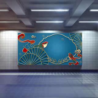 中国风国潮展板背景psd分层模板