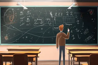 教室教学的教师书桌黑板卡通插画素材背景