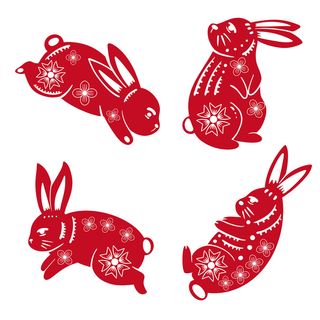 手绘2023兔年新年卡通兔子形象IP插画元素PSD设计素材png图案