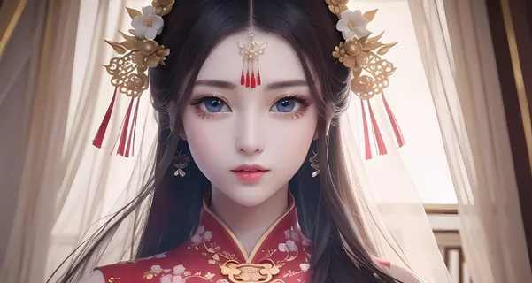 AI小姐姐美女二次元绘画古装大眼头饰漂亮030 AI小姐姐美女二次元绘画古装大眼头饰漂亮030