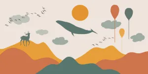 手绘卡通大鱼装饰画