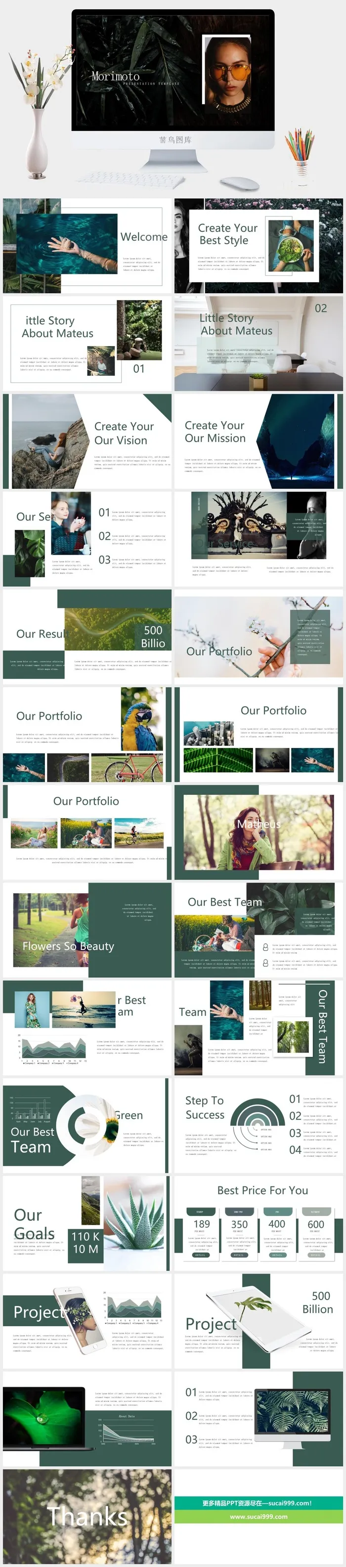 莫兰迪色系极简PPT模板