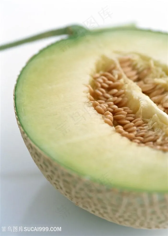 新鲜哈密瓜水果切片特写素材