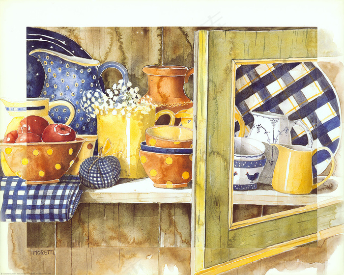 水彩静物水果瓶子插画