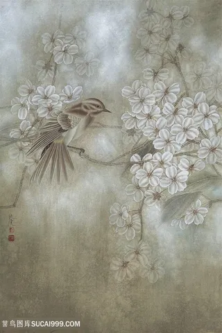 唯美复古花卉花鸟装饰画