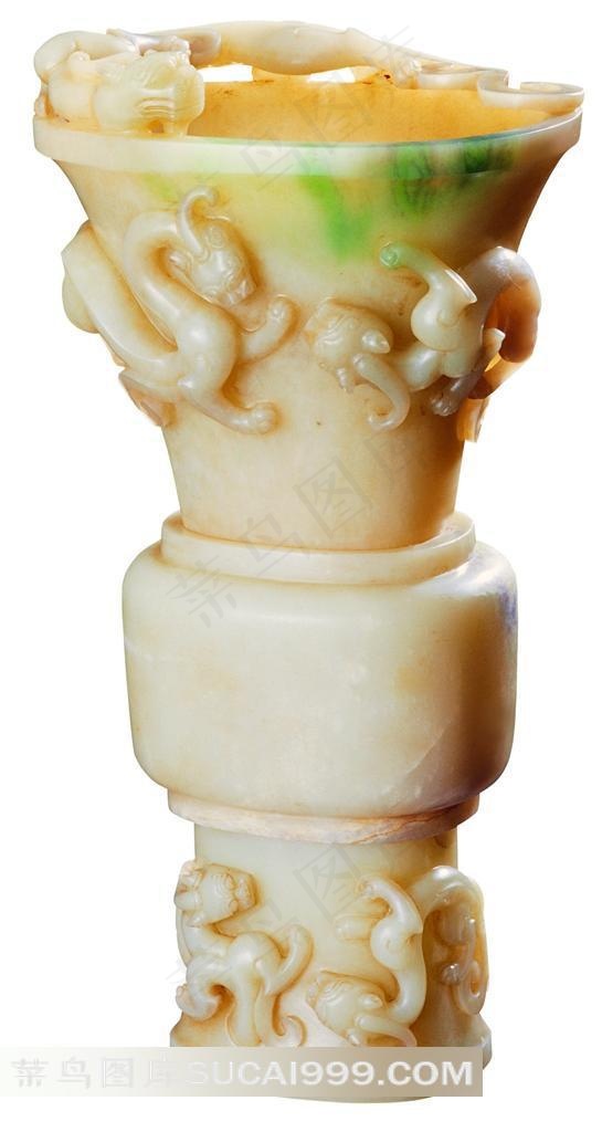 中国古代精美龙纹玉杯高清素材