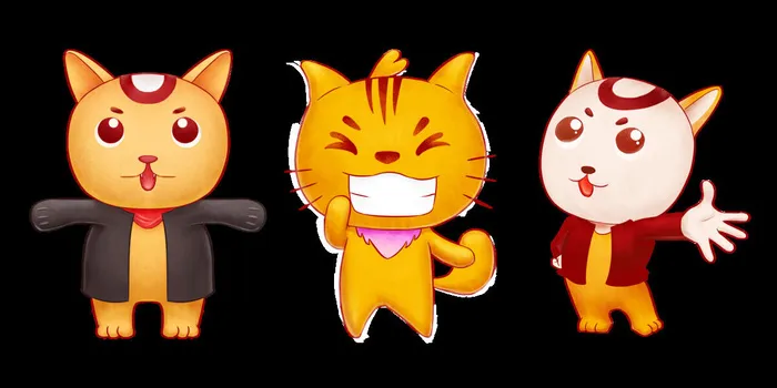 卡通三只猫挂画psd模版下载
