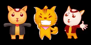 卡通三只猫挂画