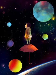 卡通宇宙星空素材