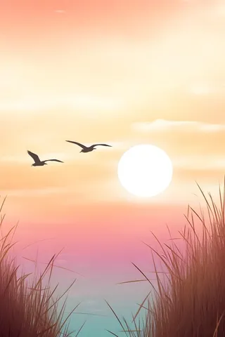 粉蓝渐变落日黄昏简约背景