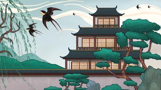 燕子春天中国建筑