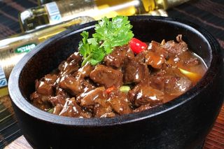 石锅煲类火锅川菜特色菜石锅鹿肉