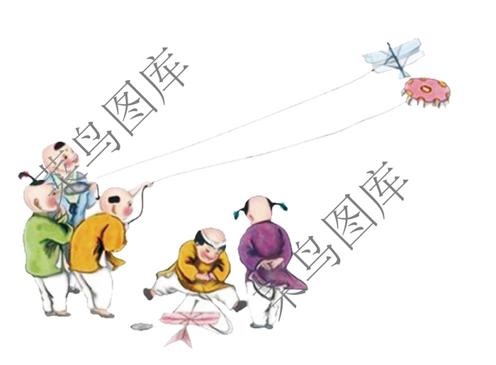 小孩，儿童放风筝图片psd模版下载