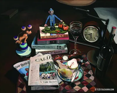 酒杯时尚水果盘子艺术油画 酒杯时尚水果盘子艺术油画
