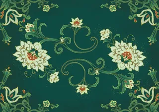 国潮鎏金复古烫金国风孔雀仙鹤装饰画素材PSD