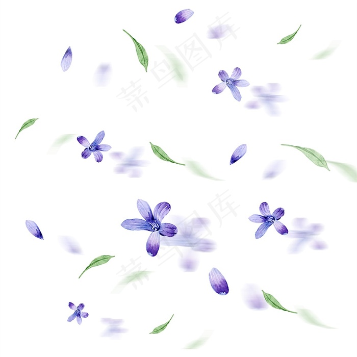 水彩手绘漂浮花瓣树叶元素