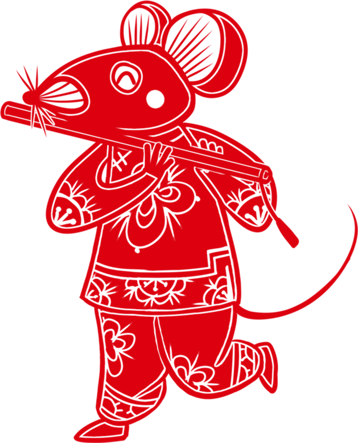 红色喜庆鼠年剪纸窗花新年快乐免扣PNG素材图片 (21)