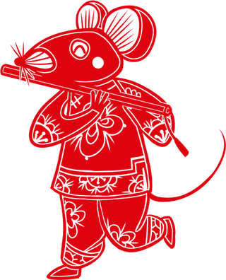 红色喜庆鼠年剪纸窗花新年快乐免扣PNG素材图片 (21)