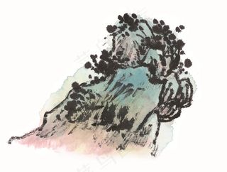 大山石头国画美图素材
