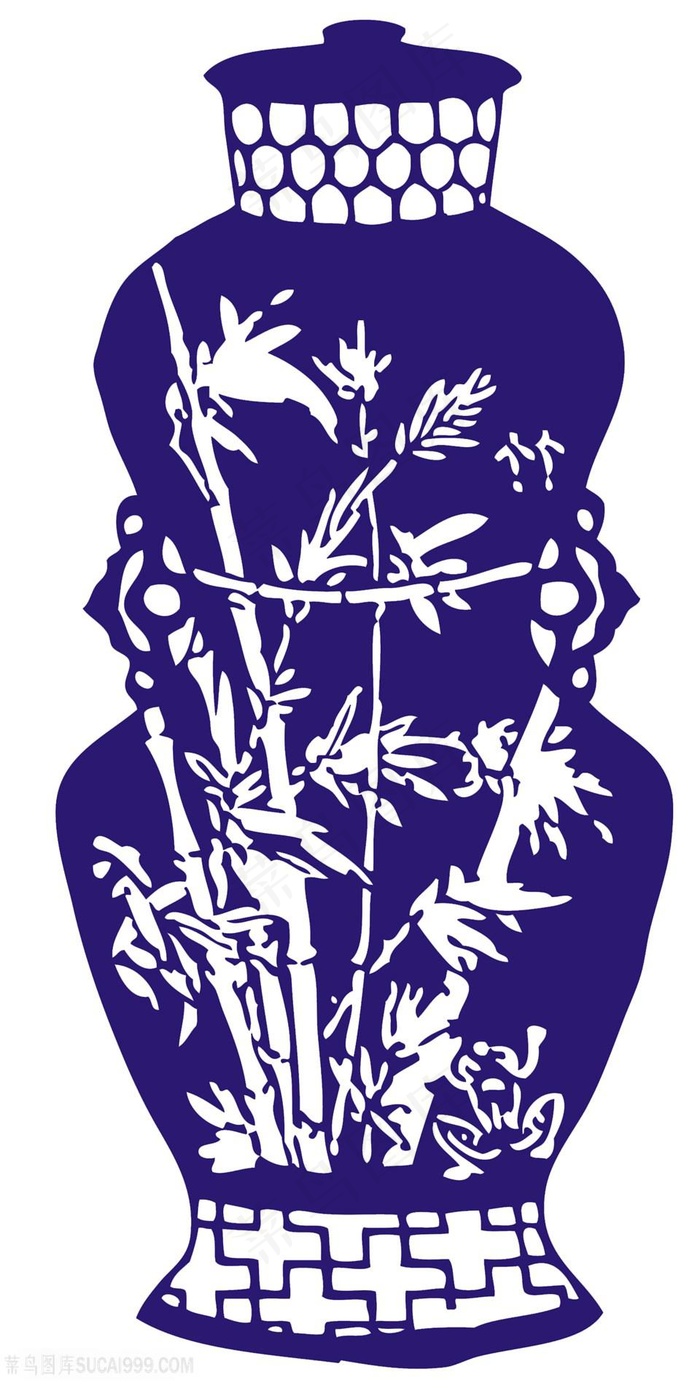 竹叶花朵国粹青花瓷中国风图片