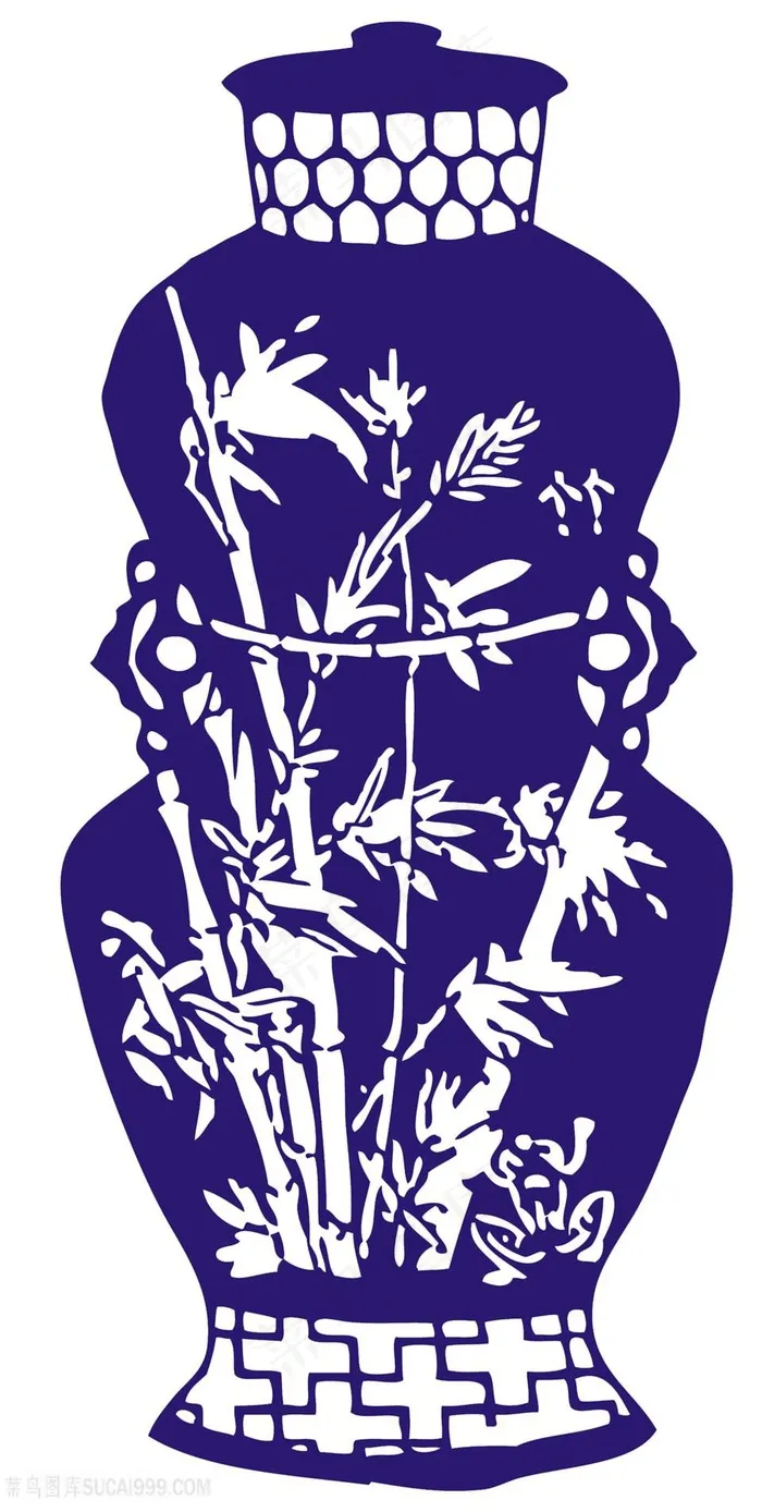 竹叶花朵国粹青花瓷中国风图片