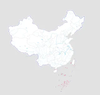 中国地图白色带河流地图