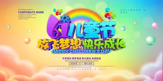 唯美手绘梦幻61儿童节海报