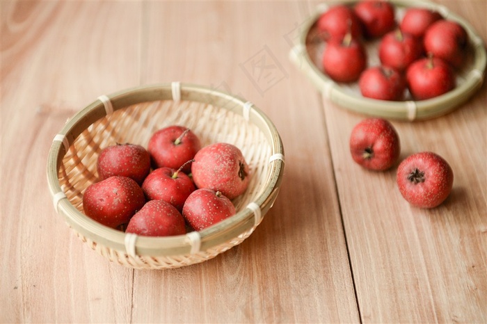 红色酸甜的山楂摄影