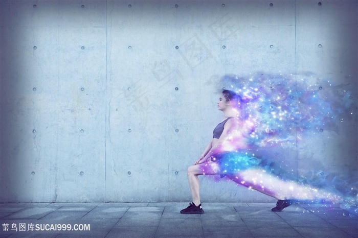 运动健身美女燃烧蜕变成星河