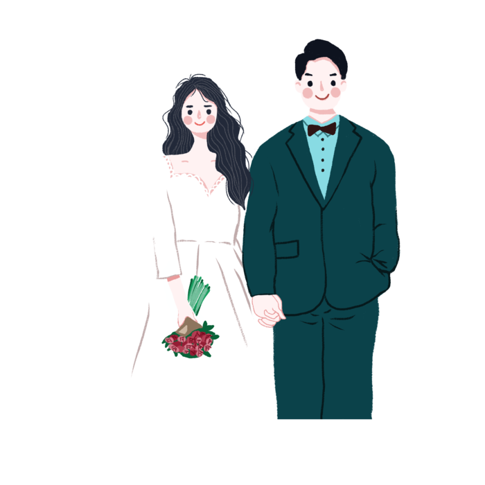 婚纱卡通人物婚礼白纱结婚婚纱摄影手绘