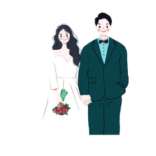 婚纱卡通人物婚礼白纱结婚婚纱摄影手绘